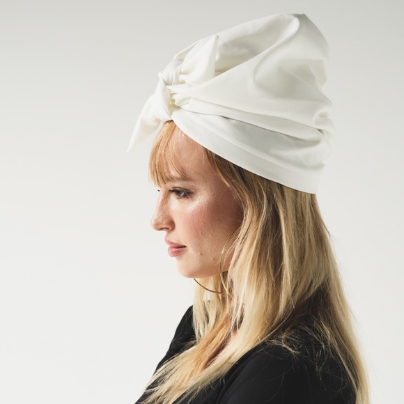 SURTURBAN TOP KNOT PRE-TIED TURBAN - WHITE - Picture 5 of 8